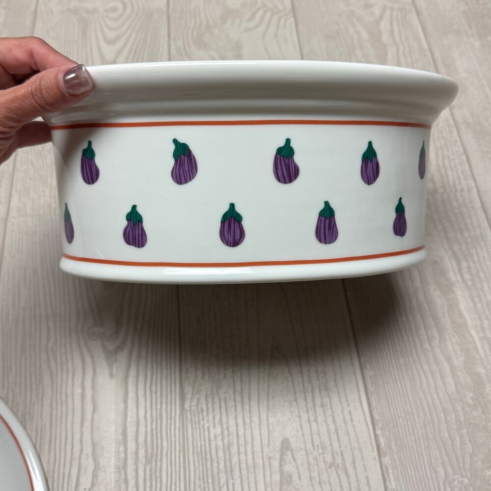 Vintage Rauschert Culinary Editions Eggplant Oval Casserole Dish Stoneware